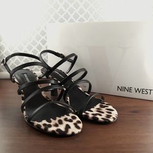 NINE WEST Smooth Black Sandals 7.5